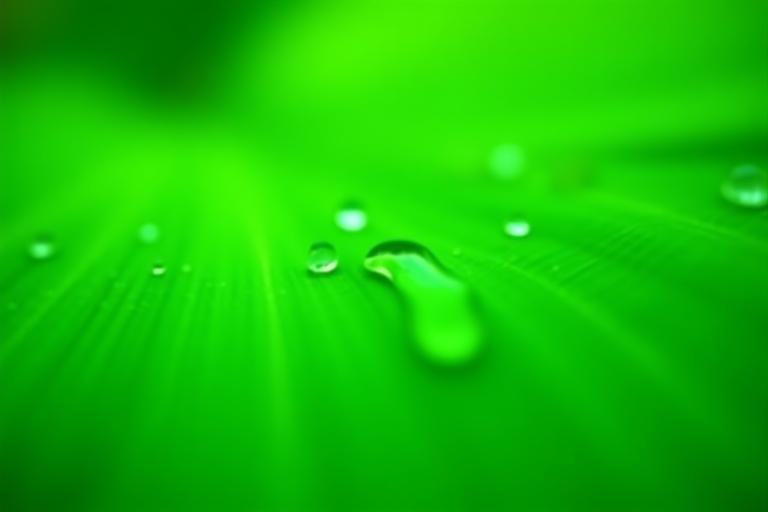 Close-up of dewy green leaves, symbolizing environmental care.